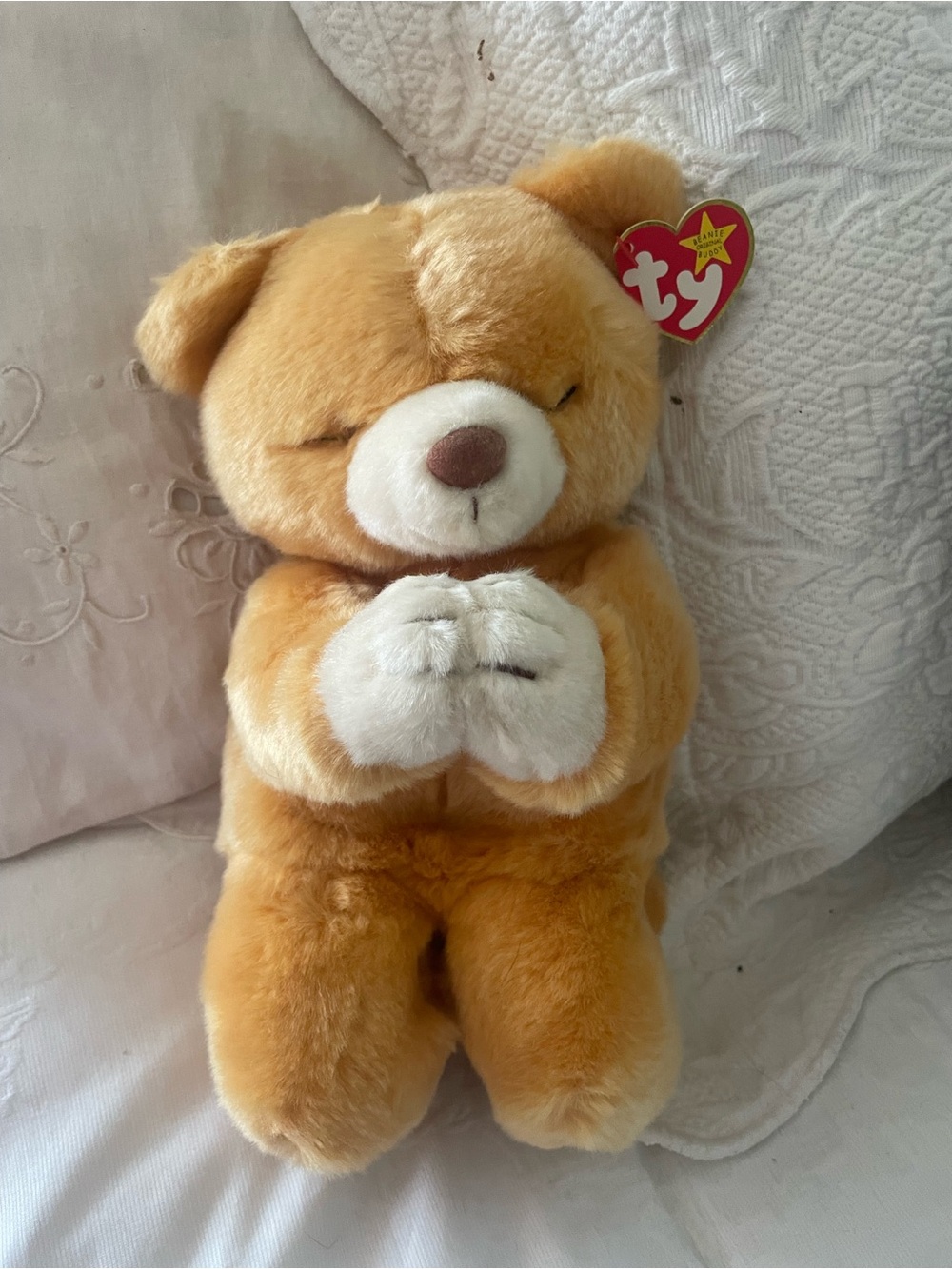 Ty Plush Prayer Bear - Soft Light Brown Kids Toy-large